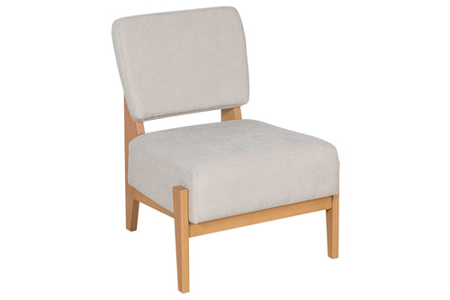 Poltrona para Sala Luna - Areia e Tecido Bege visto em diagonal