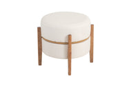 Puff mesa Macaron cor bege visto de frente em fundo branco