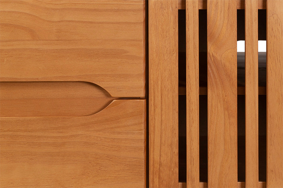 Rack para sala 165cm Panteon na cor Nozes detalhe da frente