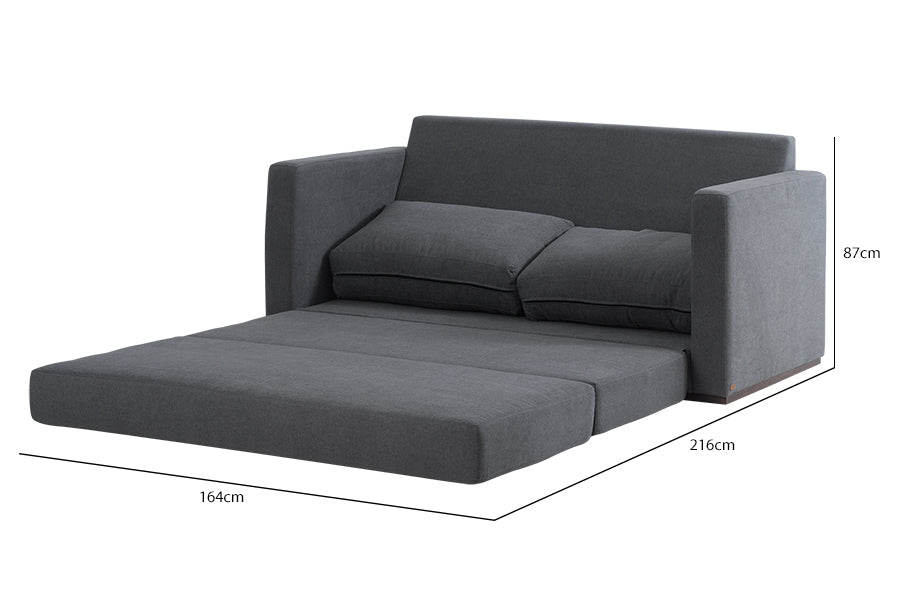 Sofá-Cama 2 Lugares Vira - Grafite aberto com medidas
