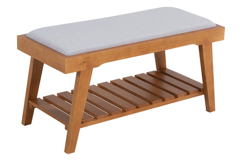 sapateira banco de madeira 2 lugares éden na cor nozes focando em vários ângulos em fundo branco