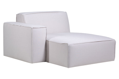 foto do sofá módulo direito com chaise maraú na cor bege visto na diagonal em fundo branco