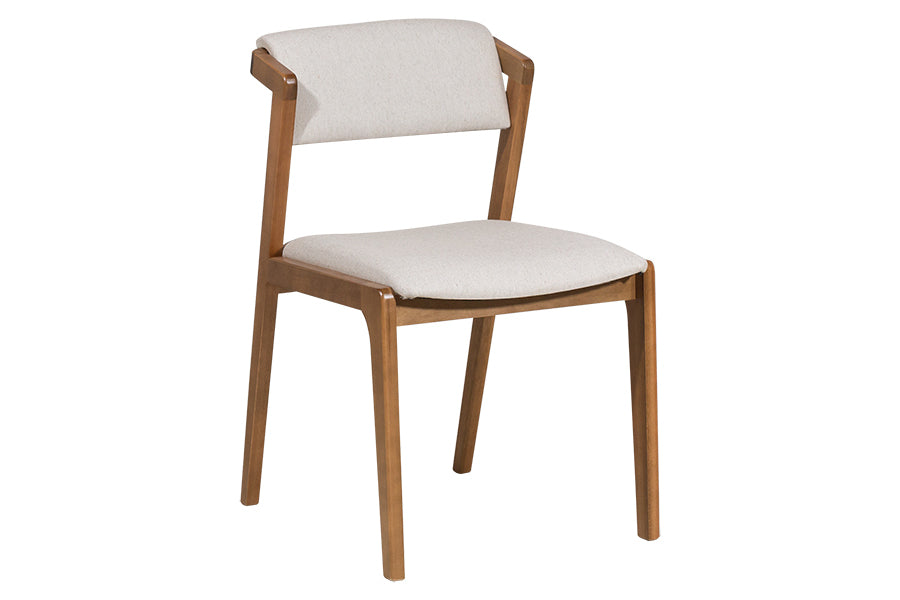 cadeira estofada santorini para sala de jantar vista em perspectiva