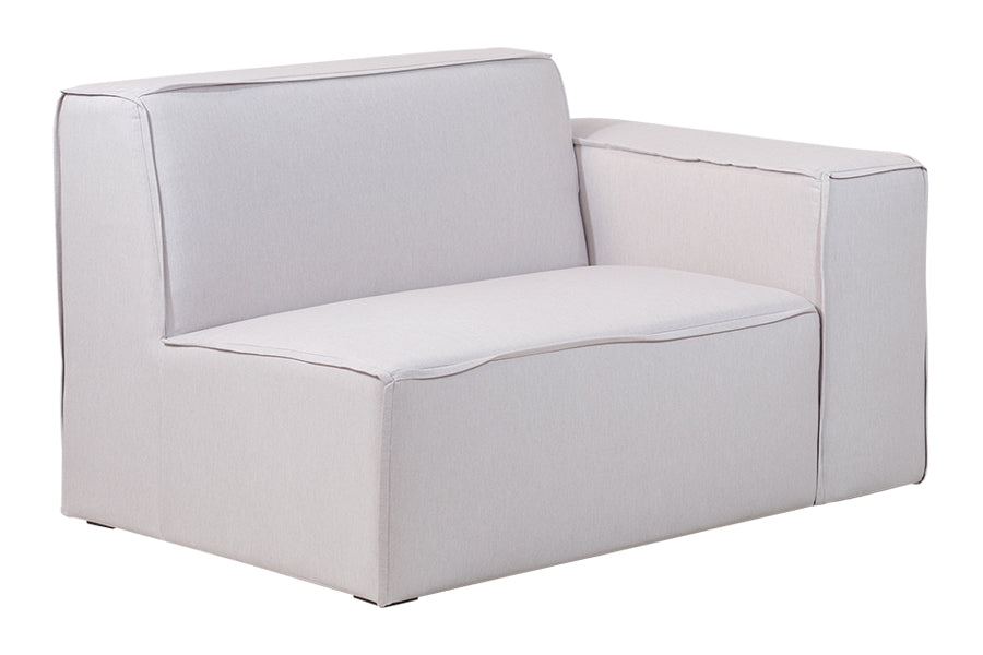 foto do sofá módulo esquerdo maraú na cor bege vista na diagonal em fundo branco