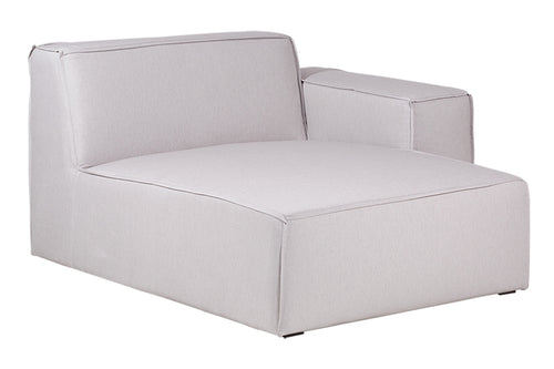 foto do sofá módulo esquerdo com chaise maraú na cor bege vista na diagonal em fundo branco