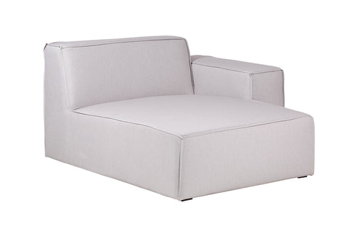 foto do sofá módulo esquerdo com chaise maraú na cor bege vista na diagonal em fundo branco
