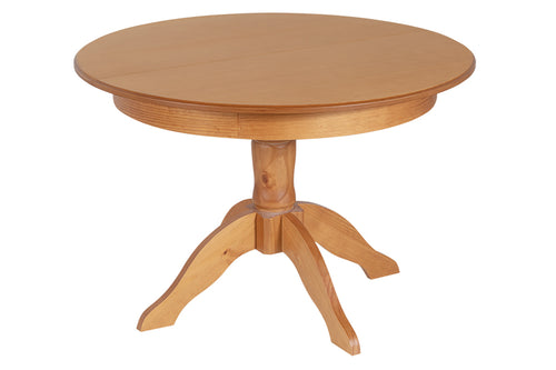 Mesa de Jantar Redonda Extensível Tea  Nozes no fundo branco visto em perspectiva