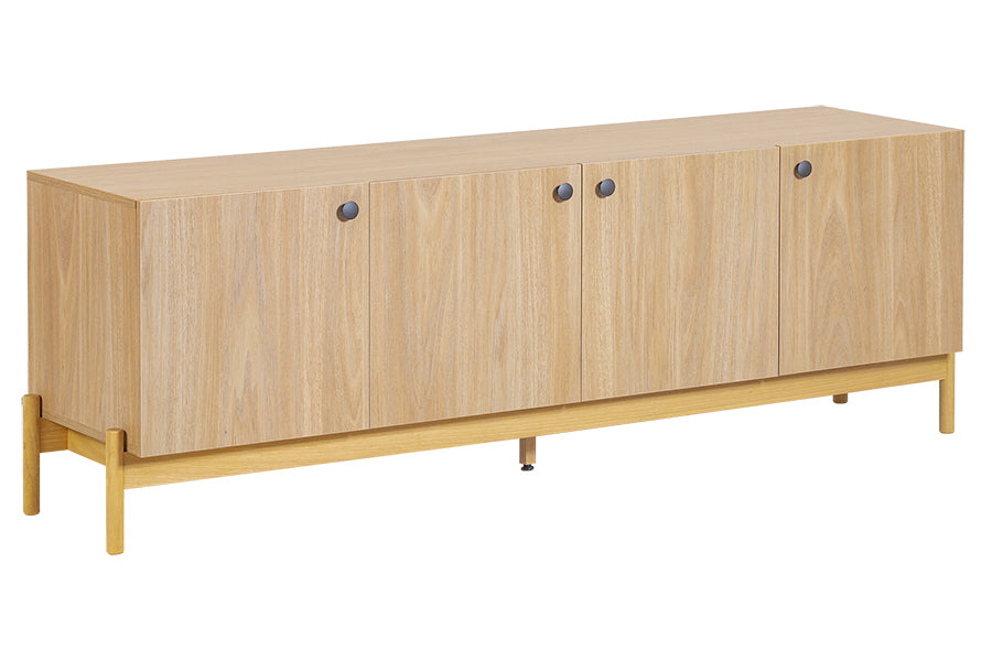 Rack para Sala 4 Portas Aruna Areia visto em perspectiva em fundo branco