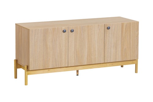 Rack para Sala 3 Portas Aruna Areia visto em perspectiva em fundo branco