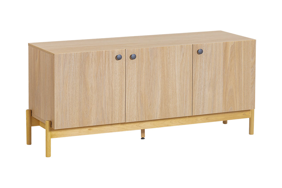 Rack para Sala 3 Portas Aruna Areia visto em perspectiva em fundo branco