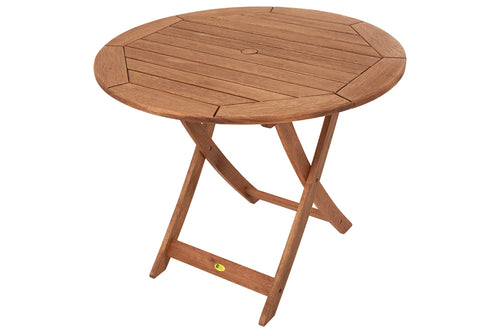 mesa dobravel redonda 90 cm dobravel jatoba em fundo branco vista na diagonal aberta