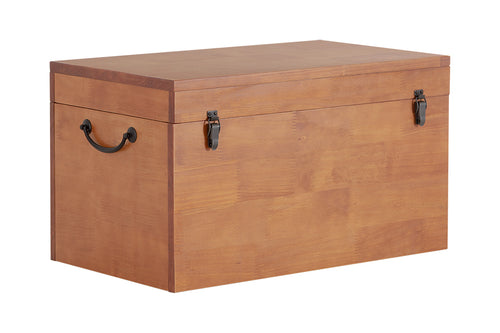 bau de brinquedos keep caramelo visto na diagonal