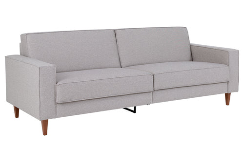 sofa confortavel 3 lugares nairobi cinza claro em fundo infinito visto na diagonal