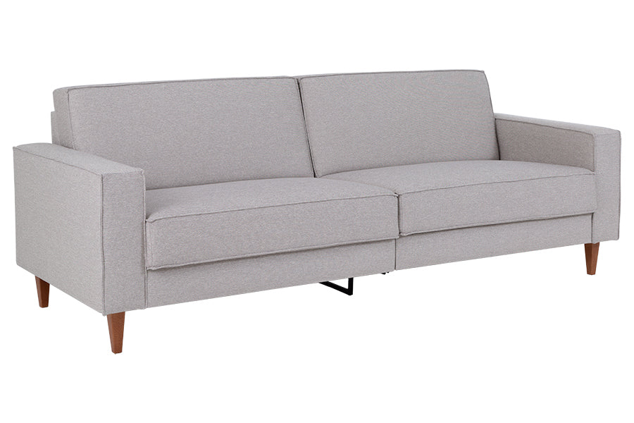 sofa confortavel 3 lugares nairobi cinza claro em fundo infinito visto na diagonal