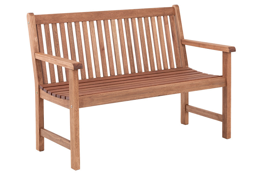 banco de madeira 2 lugares recanto cor jatoba em fundo infinito visto na diagonal