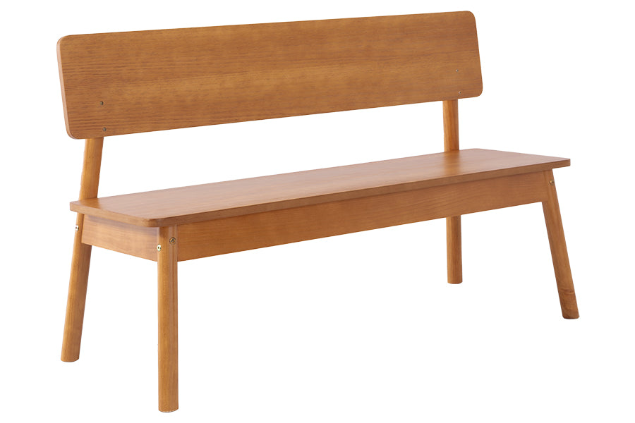 banco para mesa de jantar 3 lugares baviera nozes em fundo infinito visto na diagonal