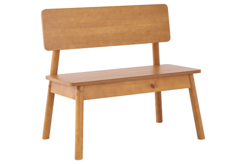 banco de madeira com encosto 2 lugares baviera nozes em fundo infinito visto na diagonal