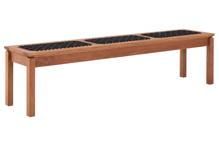 Banco de Madeira 3 Lugares Trama vista em angulo