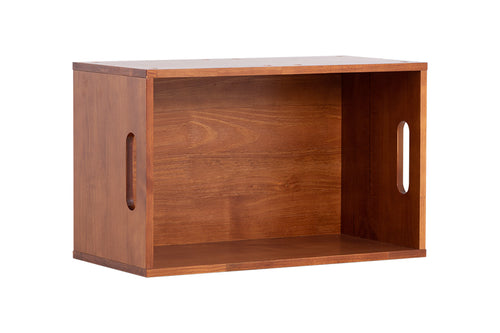 caixa organizadora módulo 60x37 box caramelo em fundo infinito visto em diagonal