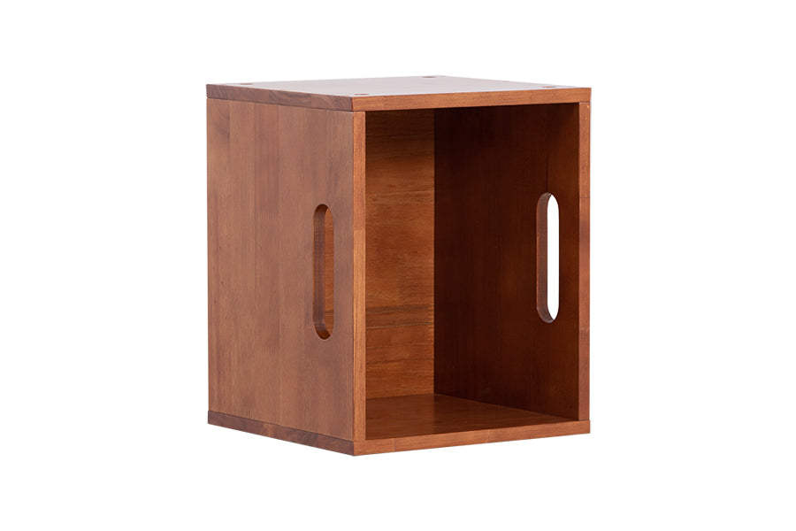 caixa organizadora módulo 30x37 box caramelo em fundo infinito visto em diagonal