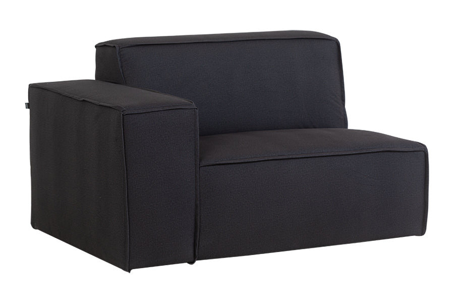 foto do sofá módulo direito maraú na cor grafite em fundo branco visto na diagonal