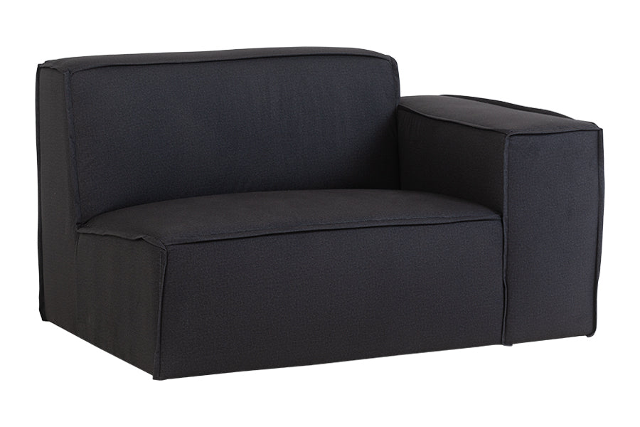 foto do sofá módulo esquerdo maraú na cor grafite em fundo branco visto na diagonal