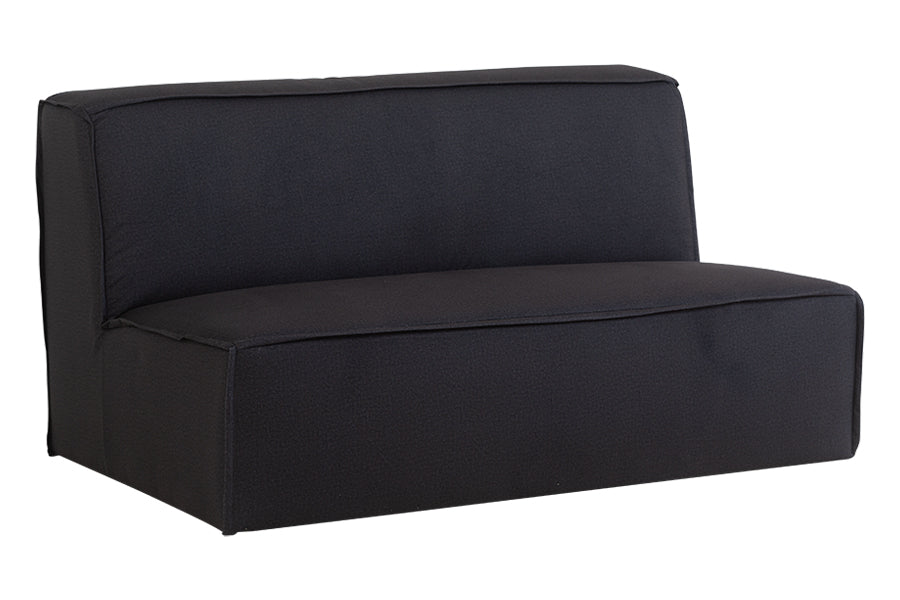 foto do sofá 2 lugares módulo central maraú na cor grafite em fundo branco visto na diagonal