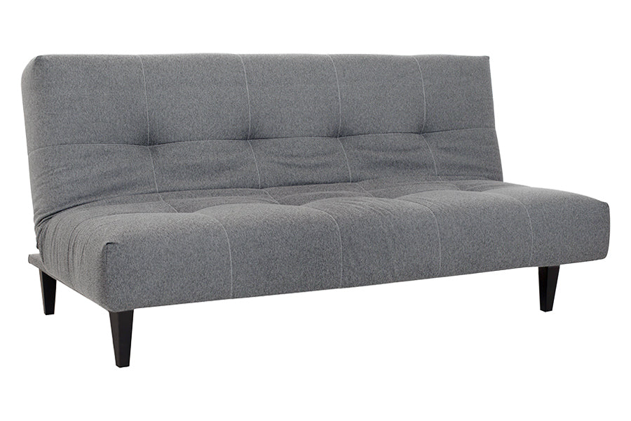 sofa reclinavel cama denver cinza visto na diagonal em forma de sofa