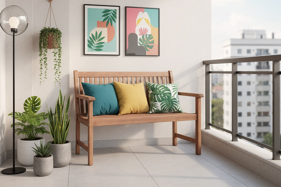 banco 2 lugares recanto ambientado na varanda
