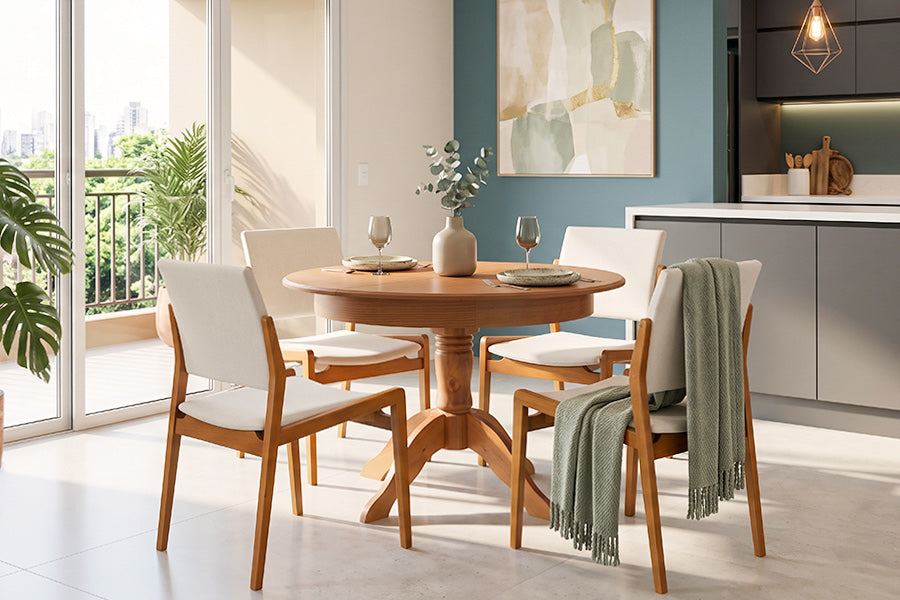 cadeira ada e mesa tea ambientadas na sala de jantar