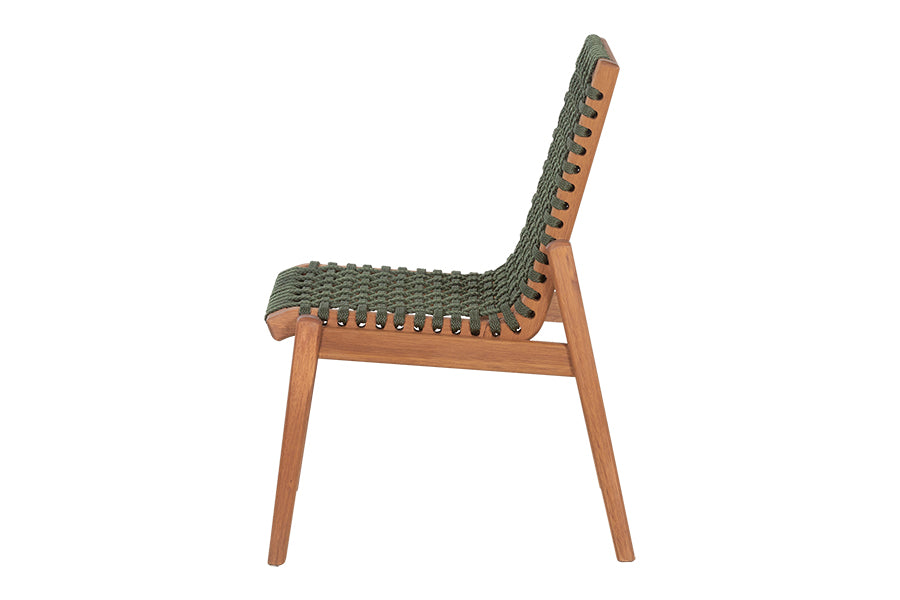 cadeira jatobá e corda verde vista de lado