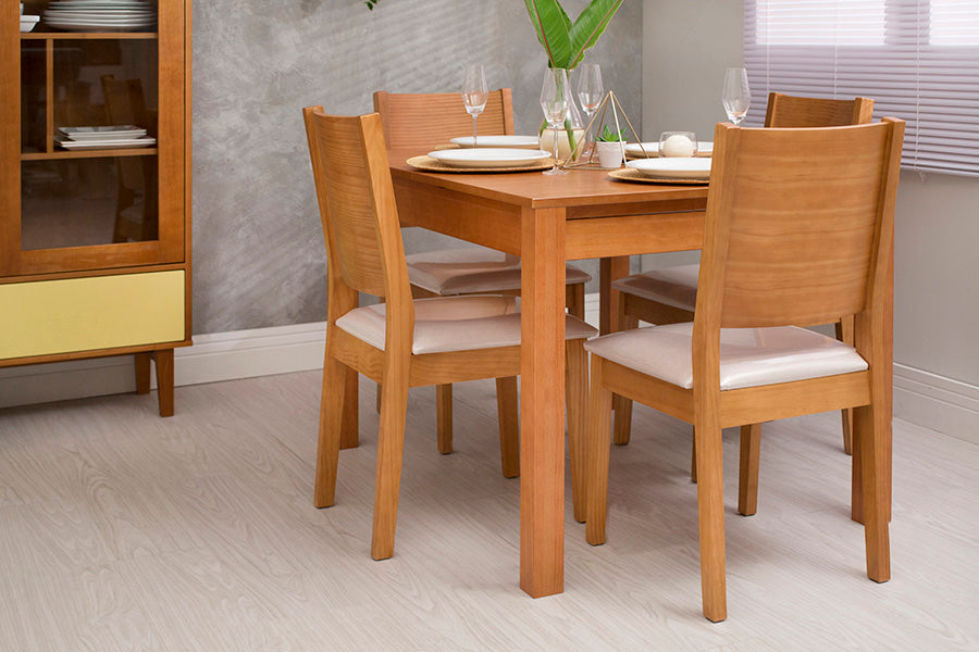 cadeiras estofadas para mesa de jantar euro em ambiente com mesa de jantar euro