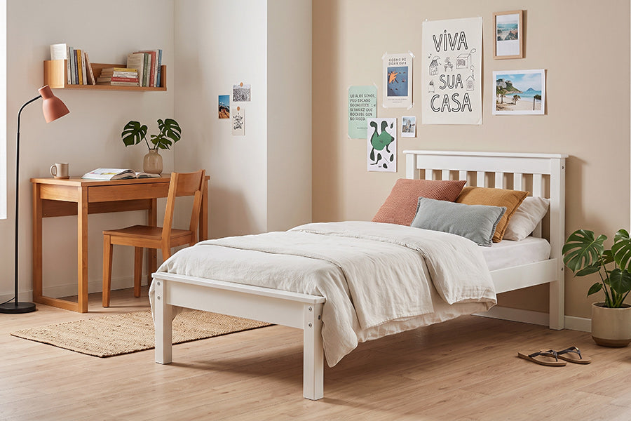 Cama de Solteiro Habitual - Branco ambientada no quarto