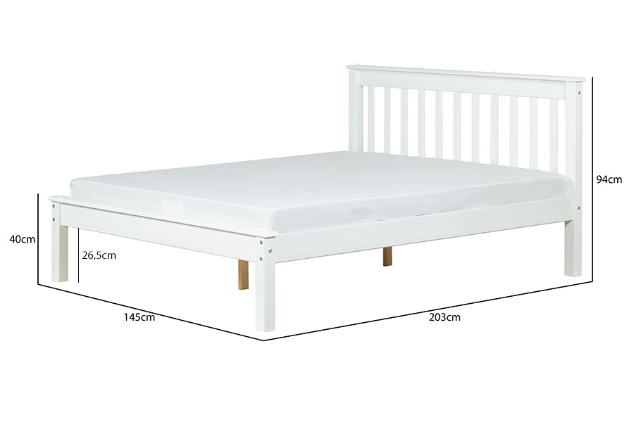 Cama de Casal Habitual Branco Para colchão 138x188 vista em perspectiva com medidas