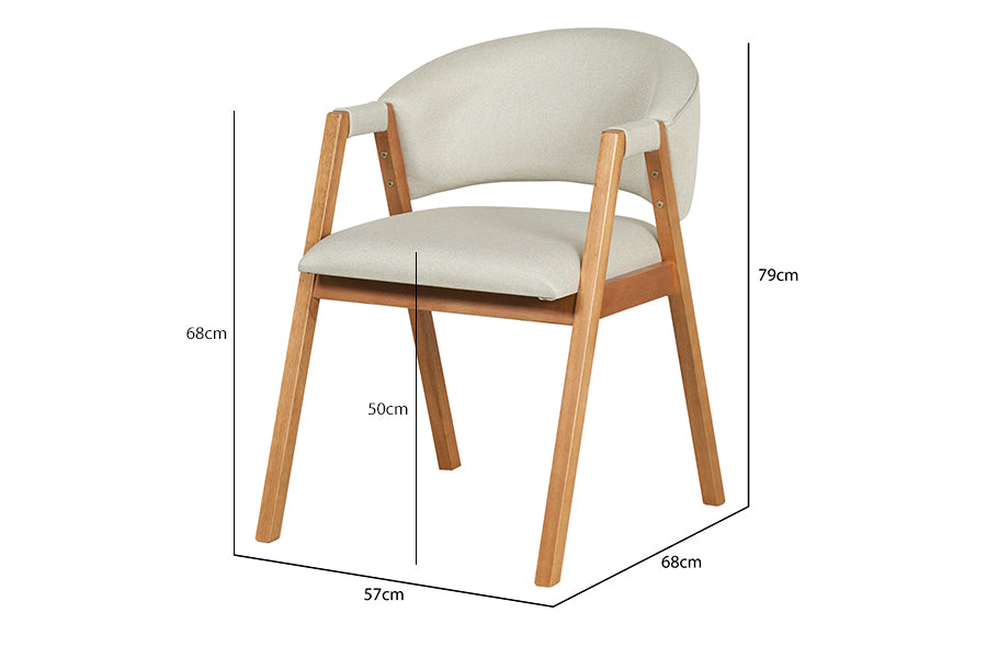 Cadeira de Jantar Estofada Don Tecido Areia medidas ou cotas