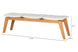 Banco de Madeira 3 lugares Aconchego 161x42 cm Mel e Tecido Creme com medidas