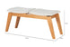 Banco de Madeira 2 lugares Aconchego 110x42 cm Mel e Tecido Creme com medidas