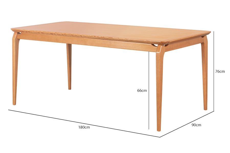 mesa de jantar cascais 160x90 mel visto na diagonal com medidas