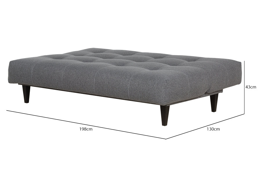 Sofá-Cama 3 Lugares Denver - Tecido Cinza aberto com medidas