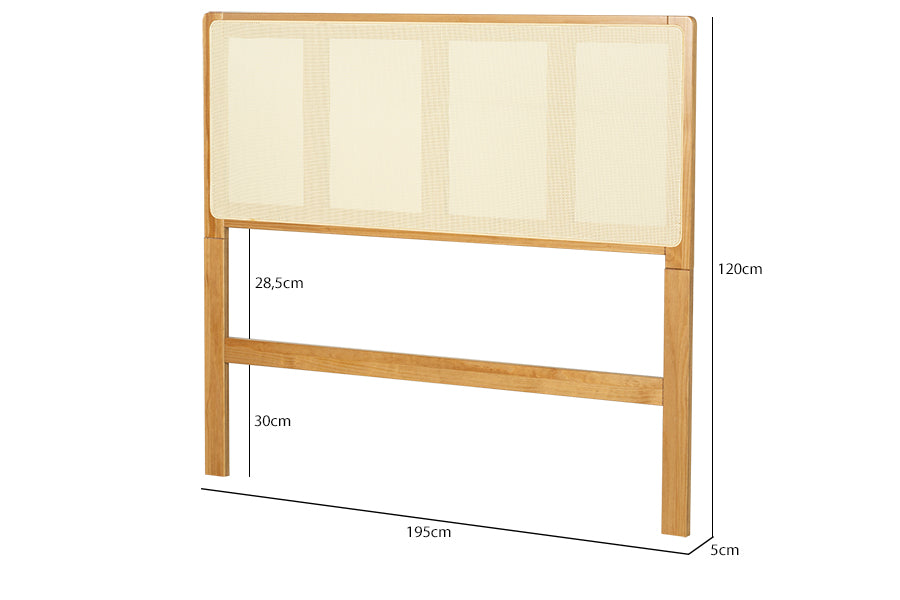 Cabeceira de Cama King Size Serena 195 cm - Mel vista em diagonal com medidas