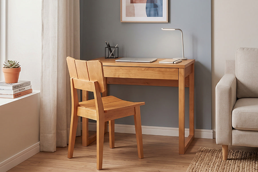 Escrivaninha com Gaveta 80 cm Duna - Nozes ambientado no home office