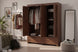 Guarda-Roupa 3 Portas e 2 Gavetas Sintonia - Amêndoa com portas abertas ambientado no quarto
