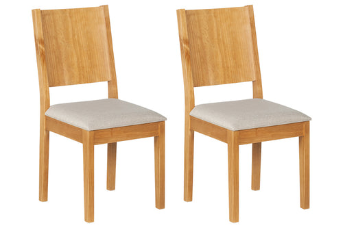 cadeiras para cozinha euro kit com 2 nozes e tecido bege claro vistas na diagonal