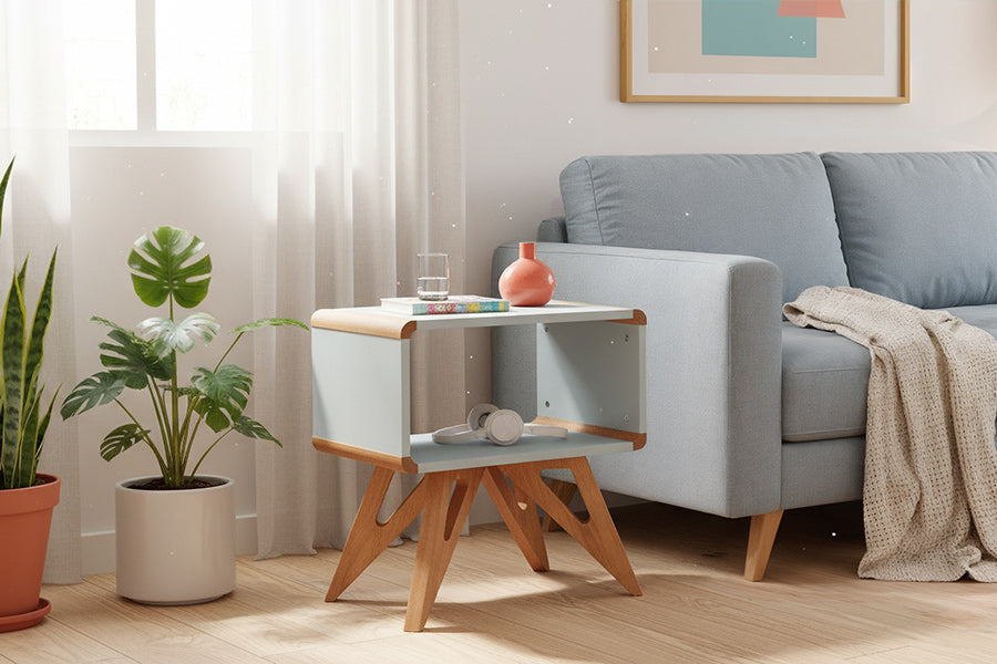 mesa lateral baori ambientado na sala de estar