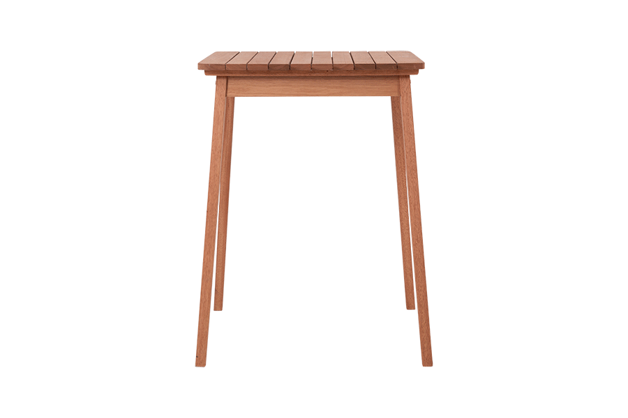 mesa quadrada alta bistro garden castanheira em fundo infinito visto em varios angulos