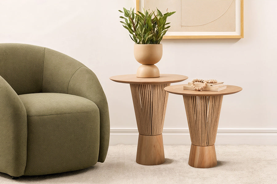 mesas lateral laccio ambientadas na sala de estar