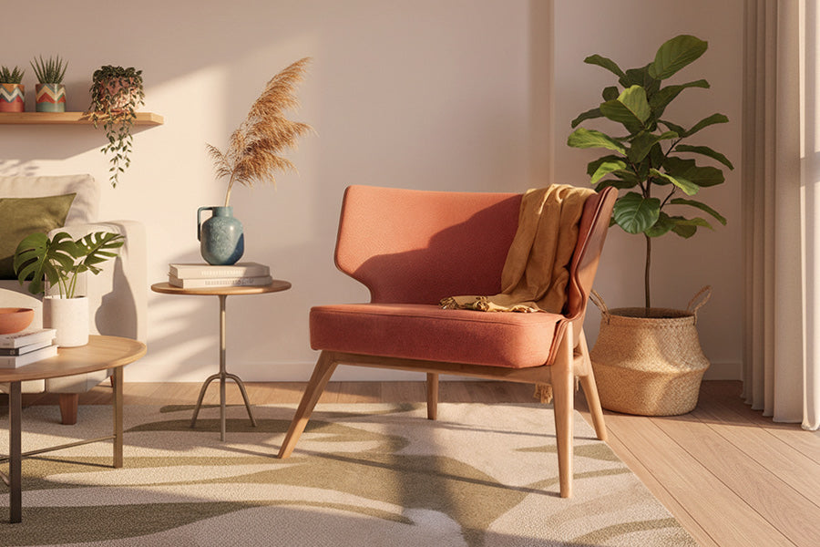poltrona wini teracota ambientada na sala de estar