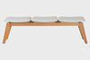 Banco de Madeira 3 lugares Aconchego 161x42 cm Mel e Tecido Creme visto em varios angulos