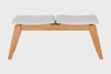 Banco de Madeira 2 lugares Aconchego 110x42 cm Mel e Tecido Creme visto em varios angulos