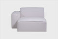 gif do sofá modular módulo direito com chaise maraú na cor bege visto em vários ângulos em fundo branco